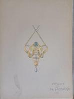 Hans Frank - Art Nouveau Jewellery Sketch dated 1909, Antiek en Kunst
