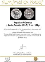 Romeinse Republiek. L. Manlius Torquatus (82 b.C.). Denarius