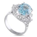 Ring Platina - 5.12ct. tw. Aquamarijn - Diamant, Handtassen en Accessoires, Nieuw