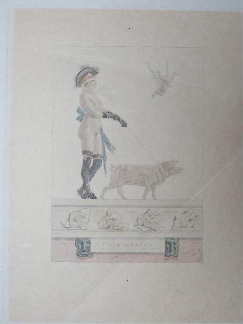 Félicien Rops (1833-1898) - Pornokrates ( ou femme au cochon, Antiek en Kunst, Antiek | Overige Antiek