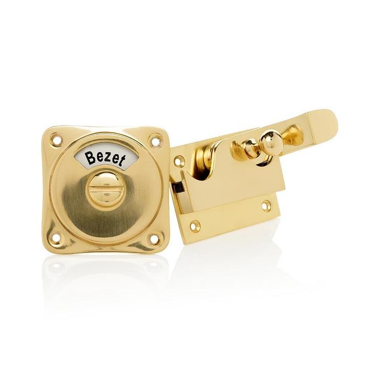 WC slot hendel vrij-bezet messing gelakt - retro WC sluit..., Bricolage & Construction, Serrurerie de bâtiment & Dispositif de fermeture