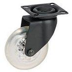 Zwenkwiel Transparant zwart 75 mm Met Plaat, Nieuw