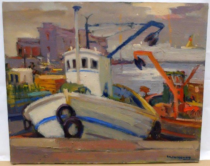 Antoni Sala Herrero (1927-2012) - Puerto de Barcelona, Antiek en Kunst, Kunst | Schilderijen | Klassiek