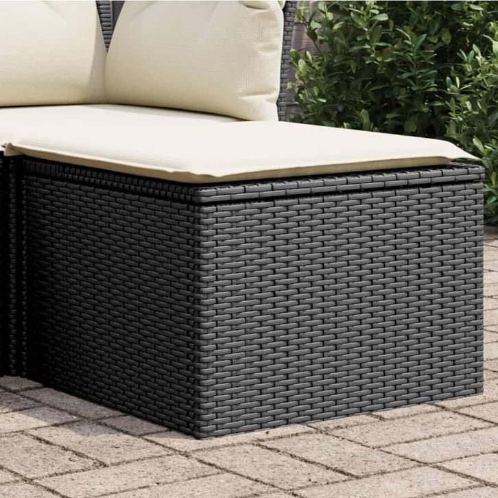 vidaXL Tuinkruk met kussen 55x55x37 cm poly rattan zwart, Tuin en Terras, Tuinsets en Loungesets, Nieuw, Verzenden
