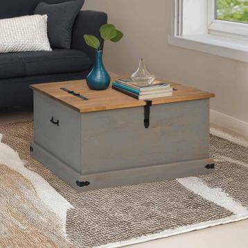 vidaXL Opbergkist HALDEN grijs 91x91x47 cm massief, Verzenden
