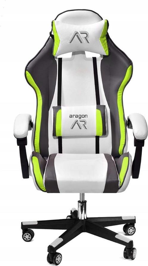 Ergonomische gamestoel met nek- en rugsteun - Wit-grijs-l..., Huis en Inrichting, Bureaustoelen, Nieuw, Ophalen of Verzenden