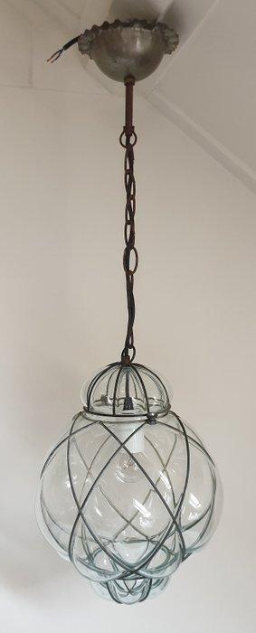 Gekooide hanglamp - Glas, Staal - Venetiaanse stijl, Antiek en Kunst, Curiosa en Brocante