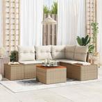 vidaXL Tuinbank Set met kussen 5 pcs Beige Poly rattan, Verzenden, Nieuw