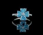 Ring - 14 karaat Witgoud - 3.63ct. tw. Blauw Diamant (Fancy