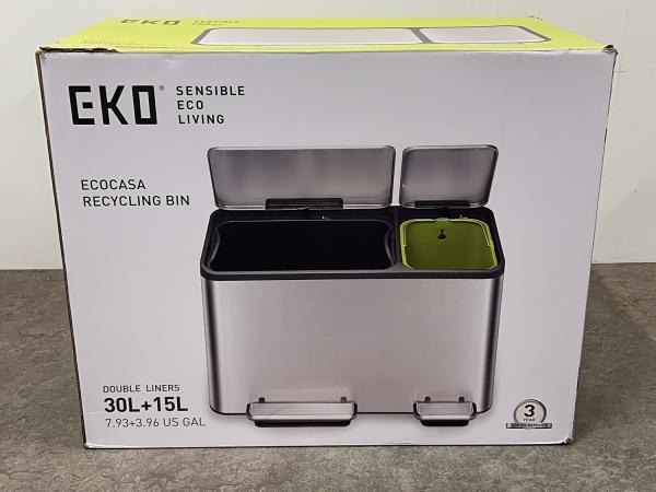 Veiling - EKO prullenbak Ecocasa Recycle 45L mat RVS, Huis en Inrichting, Woonaccessoires | Prullenbakken