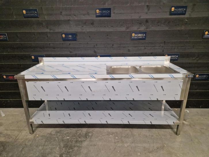 Wastafel | dubbele wasbak | RVS | 220 cm, Zakelijke goederen, Horeca | Meubilair en Inrichting, Nieuw zonder verpakking