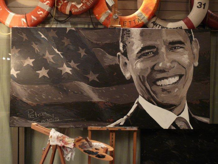 Peter Engels - - - Barack Obama Original Painting -, Verzamelen, Film en Tv