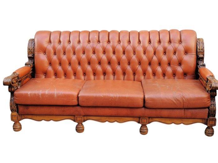 Ensemble de sièges (3) - Bois, Cuir, Antiquités & Art, Antiquités | Autres Antiquités