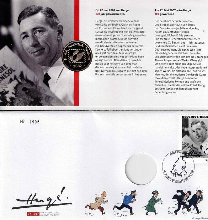 België 2007 - 1 Herdenkingspenninhg en zegel genummerd, en 7, Postzegels en Munten, Postzegels | Europa | België
