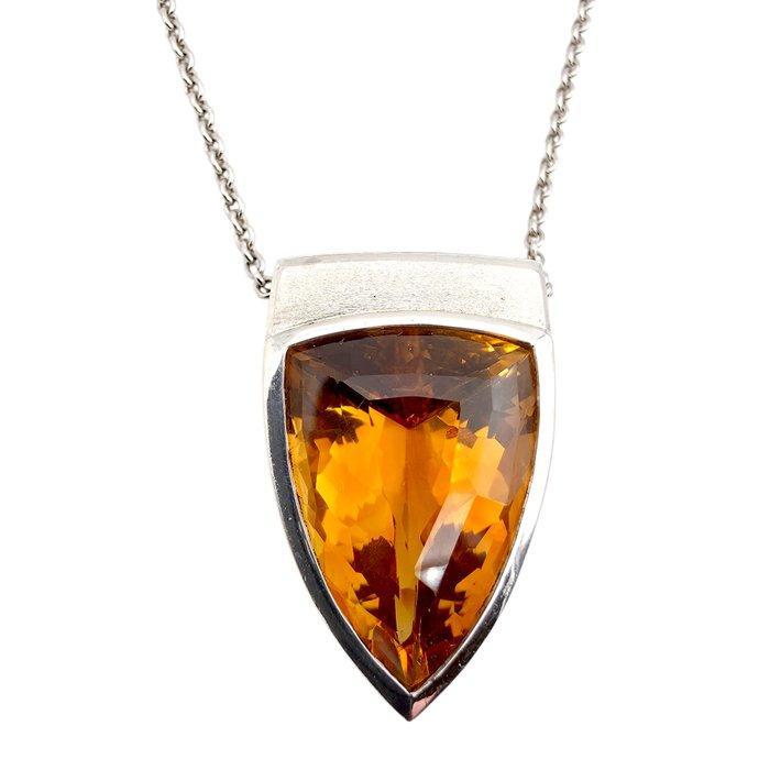 Zonder minimumprijs - Halsketting Zilver - Citrine, Handtassen en Accessoires, Kettingen