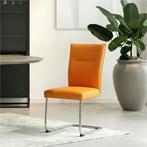 Leren eetkamerstoel Retro - Toledo Mandarin (oranje) -, Huis en Inrichting, Overige kleuren, Nieuw, Leer, Ophalen of Verzenden