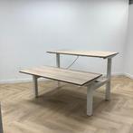 Tweedehands Zit-sta elektrisch duo bureau 160x80 cm, Wit -, Huis en Inrichting, Bureaus, Elektrisch, Gebruikt, Stabureau