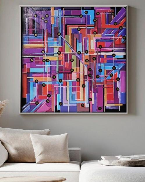 Ksavera - Cubism A1295 - abstract painting on XXL canvas, Antiek en Kunst, Kunst | Schilderijen | Modern