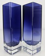 Vaas (2) - Glas - Paars-Blauwe Vaasjes, Antiek en Kunst