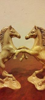 Boekensteunen (2) - Bronzen paarden - Verguld brons - Paar, Antiquités & Art