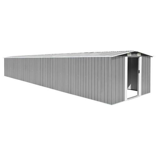 vidaXL Tuinschuur 257x779x181 cm gegalvaniseerd staal grijs, Tuin en Terras, Tuinhuizen, Nieuw, Verzenden