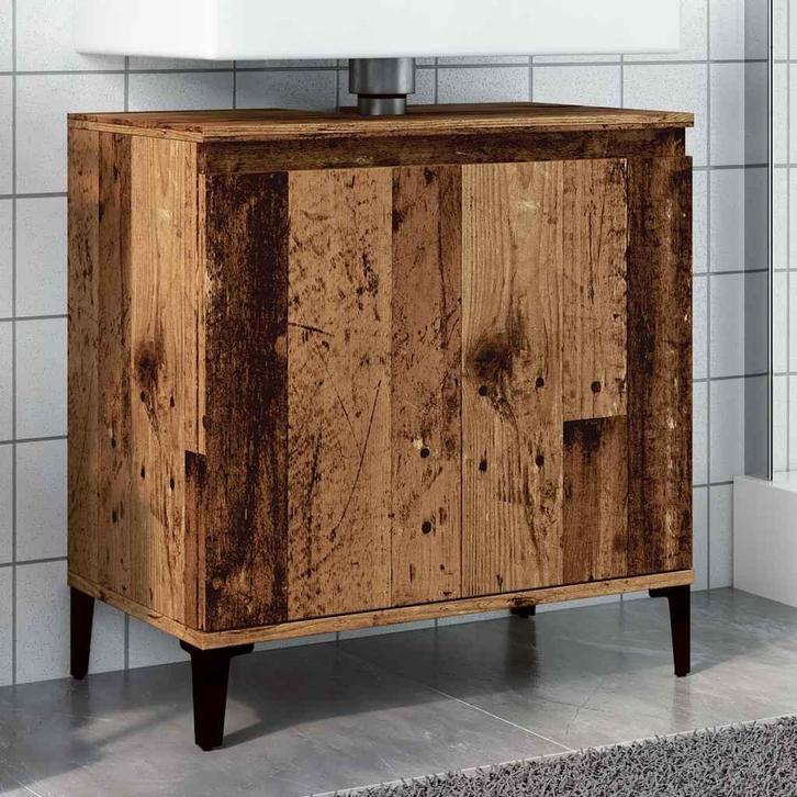 vidaXL Wastafelkast 58x33x60 cm bewerkt hout oud houtkleurig, Huis en Inrichting, Tafels | Kaptafels, Nieuw, Verzenden