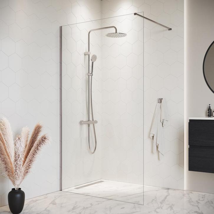 Douchewand Florida 120 x 200 cm Chroom – Inloopdouche 8 mm, Doe-het-zelf en Bouw, Sanitair, Nieuw, Verzenden