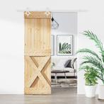 vidaXL Schuifdeur met beslag 70x210 cm massief grenenhout, Doe-het-zelf en Bouw, Deuren en Vliegenramen, Verzenden, Nieuw