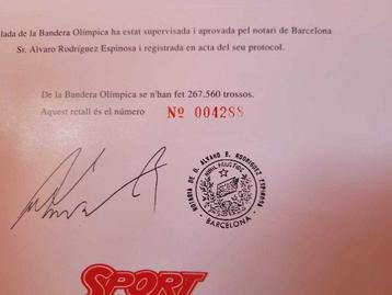 Juegos Olimpicos Barcelona 1992. Bandera original.