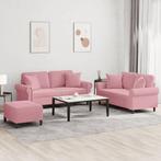 vidaXL 3-delige Loungeset met kussens fluweel roze, Huis en Inrichting, Zetels | Zetels, Verzenden, Nieuw