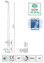 3 meter lantaarnpaal / lichtmast met voetplaat geanodiseerd, Verzenden