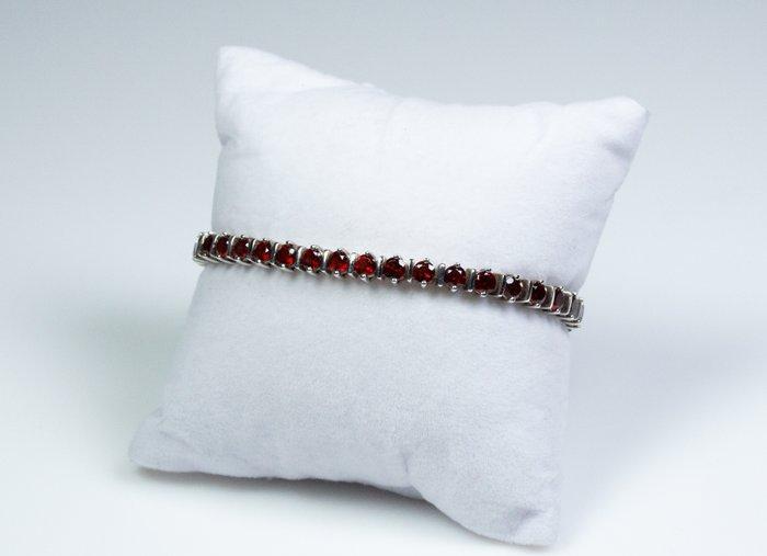 Zonder Minimumprijs - Armband 925 zilver - 9,50 ct granaat -, Handtassen en Accessoires, Armbanden