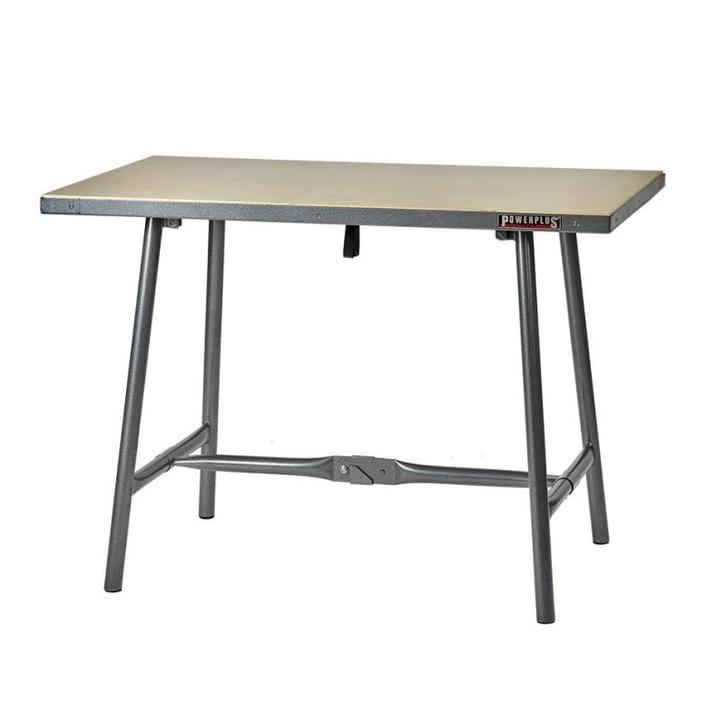 Inklapbare werkbank 120 cm met houten werkblad - grijs, Doe-het-zelf en Bouw, Werkbanken, Ophalen of Verzenden