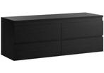 Wastafelkast Angela 140 x 48 cm Zwart Hout Wastafelmeubel, Verzenden, Nieuw