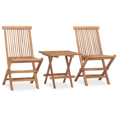 vidaXL 3-delige Tuinset inklapbaar massief teakhout, Tuin en Terras, Tuinsets en Loungesets, Tuinset, Nieuw, Verzenden