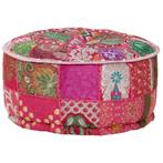 vidaXL Poef patchwork rond handgemaakt 40x20 cm katoen roze, Verzenden, Nieuw