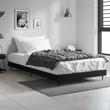 vidaXL Bedframe bewerkt hout zwart 90x200 cm, Huis en Inrichting, Verzenden, Nieuw