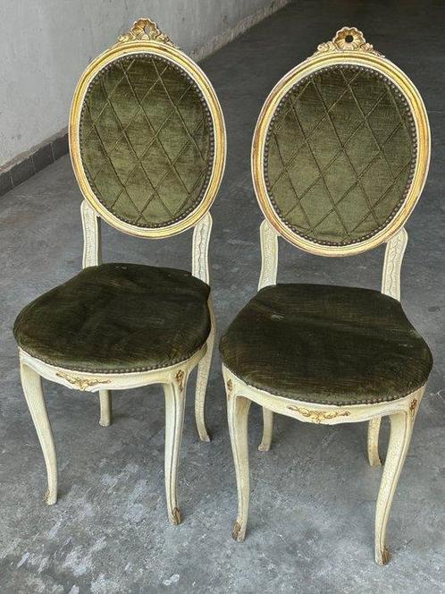 Stoel (2) - Fluweel, Hout - Luigi XVI stoelen, Antiek en Kunst, Antiek | Overige Antiek