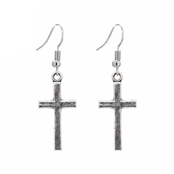 Fako Bijoux® - Oorbellen - Kruisjes - Zilverkleurig, Handtassen en Accessoires, Oorbellen, Verzenden