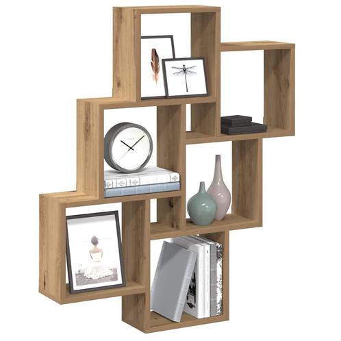 vidaXL Wandschap kubus 78x15x93 cm bewerkt hout artisanaal, Huis en Inrichting, Kasten | Wandmeubels, Nieuw, Verzenden
