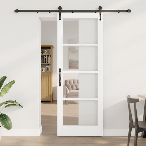 vidaXL Schuifdeur met bevestigingsset Wit 78x211 cm Massief, Doe-het-zelf en Bouw, Deuren en Vliegenramen, Nieuw, Verzenden
