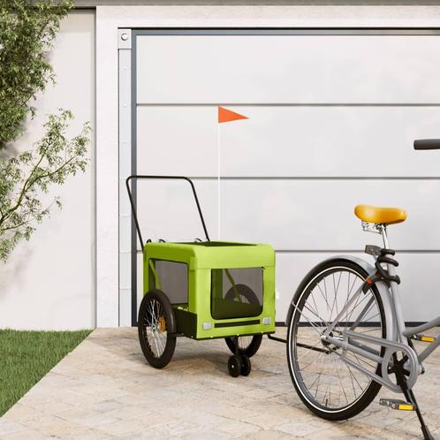 vidaXL Hondenfietstrailer oxford stof en ijzer groen en, Dieren en Toebehoren, Overige Dieren-accessoires, Nieuw, Verzenden