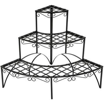 tectake Bloementrap met 3 treden, rond - zwart, Tuin en Terras, Verzenden, Nieuw