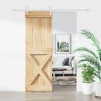 vidaXL Schuifdeur met beslag 70x210 cm massief grenenhout, Doe-het-zelf en Bouw, Deuren en Vliegenramen, Verzenden, Nieuw