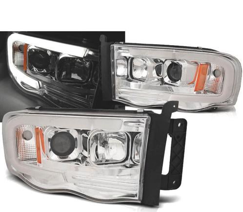 Phares Pour Dodge Ram 02-06 Tube Led Chromé, Auto-onderdelen, Verlichting, Verzenden