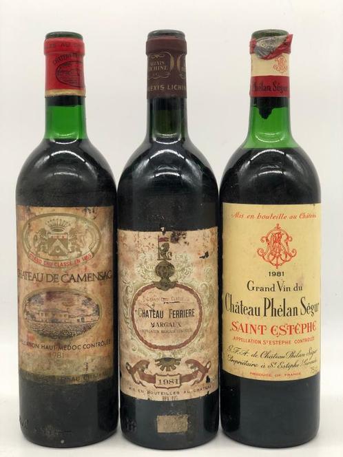 Mixed lot of 3 x 75cl Bordeaux Icon reds 1981 (rood), Verzamelen, Wijnen, Frankrijk, Rode wijn, Nieuw, Ophalen of Verzenden