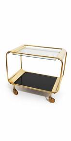 Serveerwagen - Messing, Glas - Franse Art Deco-barwagen, Antiek en Kunst