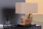 Tafellamp Hypnotic 50cm Lampenkap Naturel Beige Teak - 44685, Huis en Inrichting, Lampen | Tafellampen, Nieuw