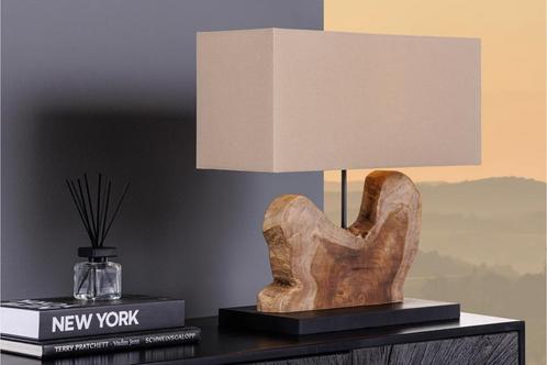 Tafellamp Hypnotic 50cm Lampenkap Naturel Beige Teak - 44685, Huis en Inrichting, Lampen | Tafellampen