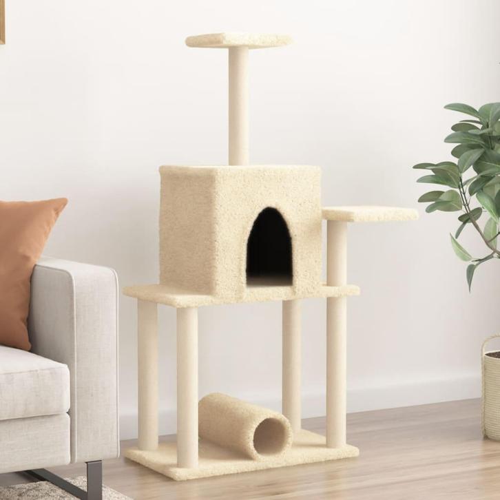 vidaXL Kattenmeubel met sisal krabpalen 122 cm crèmekleurig, Dieren en Toebehoren, Katten-accessoires, Nieuw, Verzenden